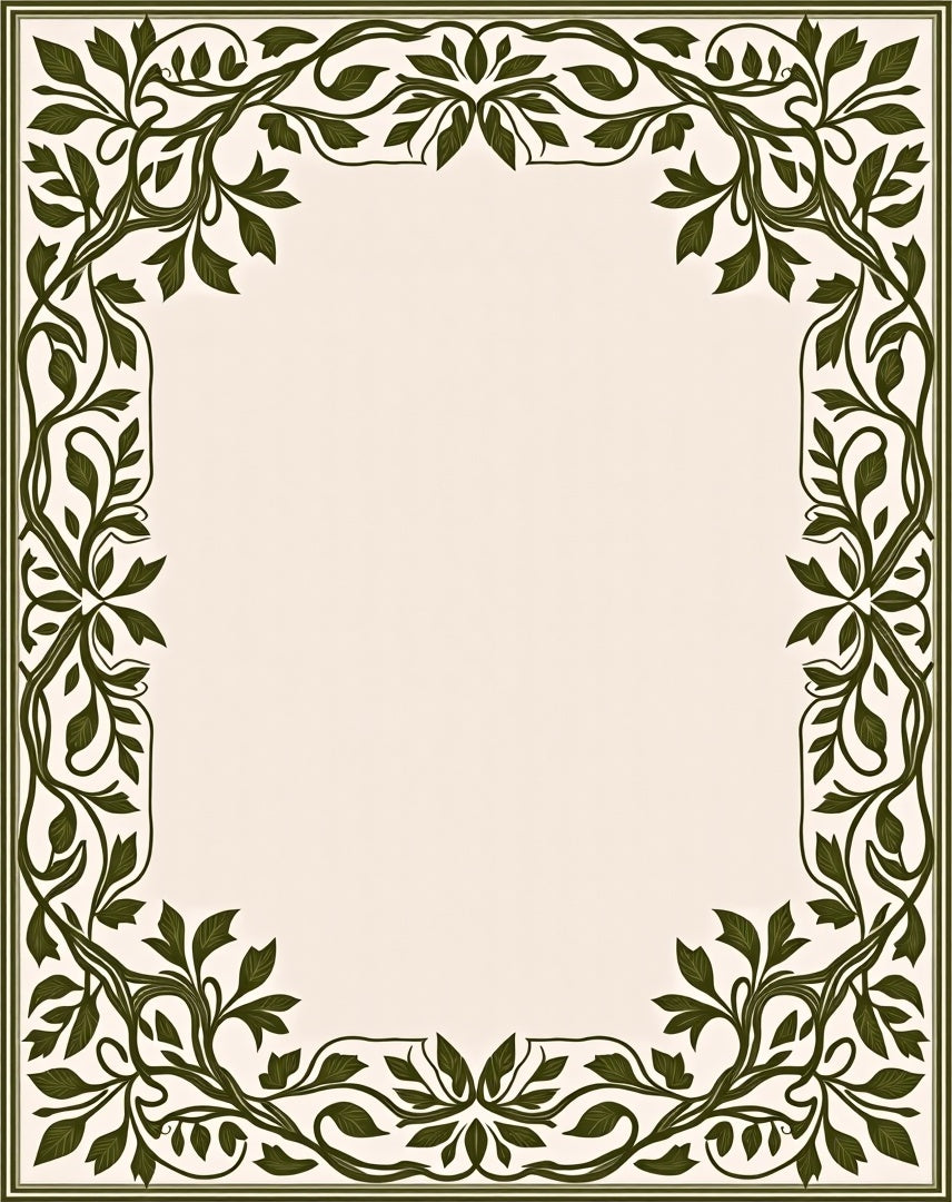 Green Floral Vine Border Design Rug