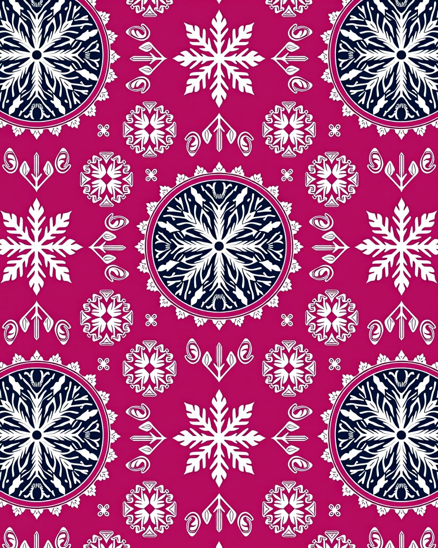 Crimson Mandala Snowflake Medallion Rug