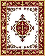 Regal Maroon Gold Floral Motif Design Rug