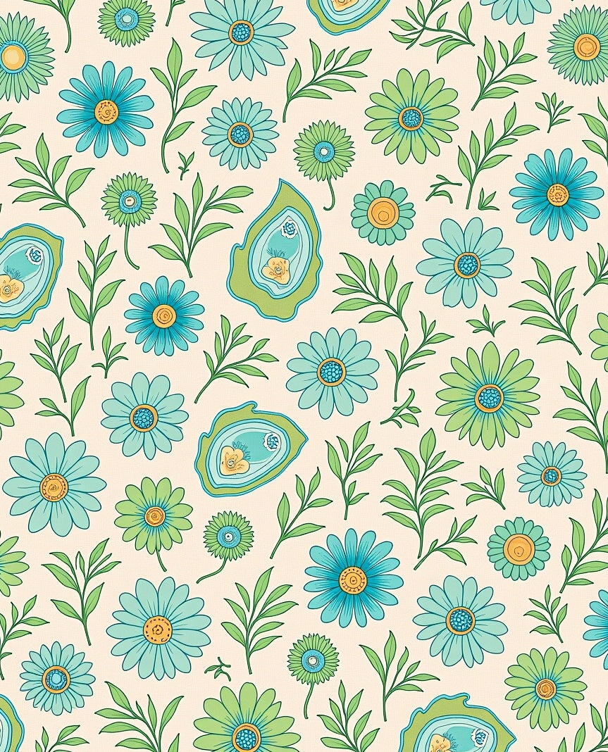 Retro Floral Daisy Pattern Design Rug
