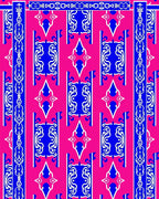 Bold Blue White Tribal Pattern Rug