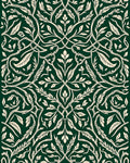 Forest Green Cream Vine Pattern Rug