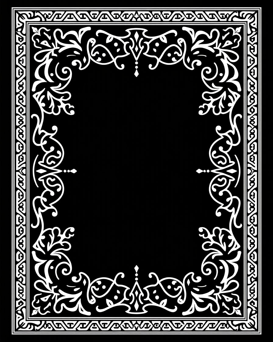 Ornate White Damask Scrollwork Design Rug