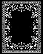 Ornate White Damask Scrollwork Design Rug