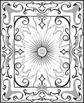 Ornate Sunburst Scroll Pattern Rug