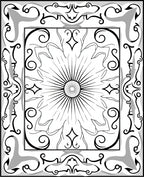 Ornate Sunburst Scroll Pattern Rug