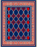 Classic Geometric Red White Blue Design Rug