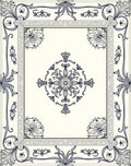 Ornate Floral Border Centerpiece Design Rug