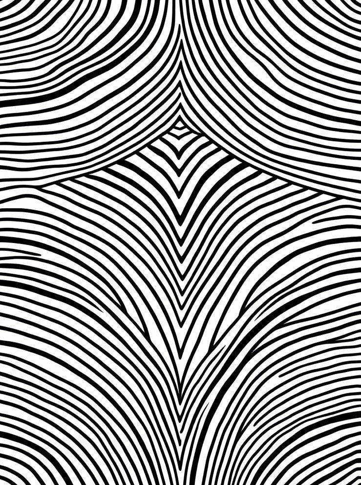 Bold Black White Curved Lines Rug