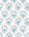 Light Blue Floral Line Art Rug
