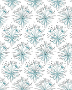 Light Blue Floral Line Art Rug