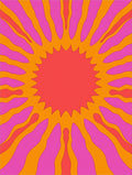 Groovy Sunburst With Vibrant Waves Rug