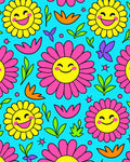 Happy Flower Power Pattern Rug