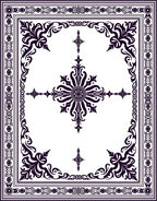 Ornate Floral Scroll Border Design Rug
