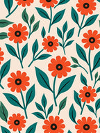 Retro Orange Floral Pattern Design Rug