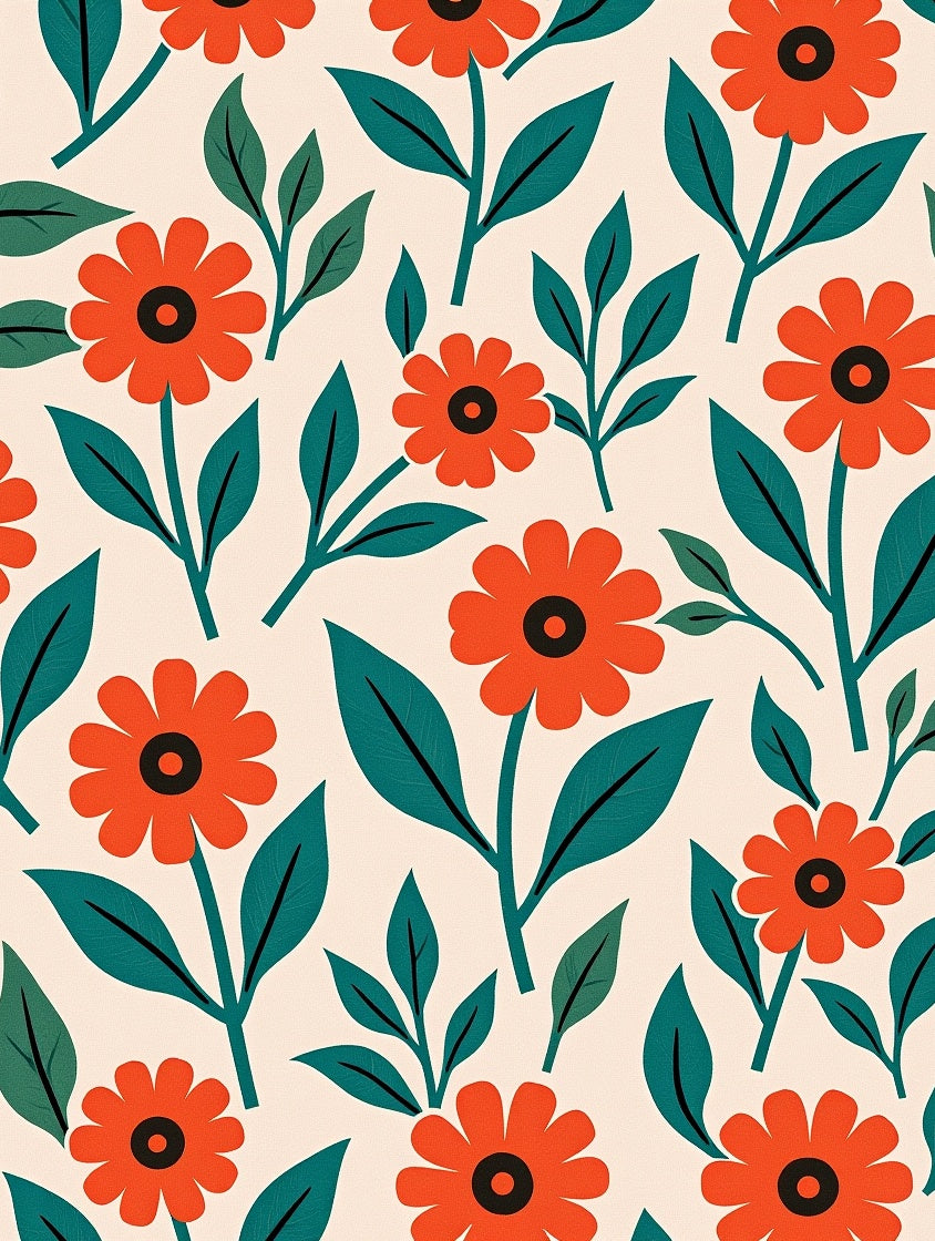 Retro Orange Floral Pattern Design Rug