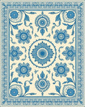 Elegant Blue Floral Medallion Design Rug
