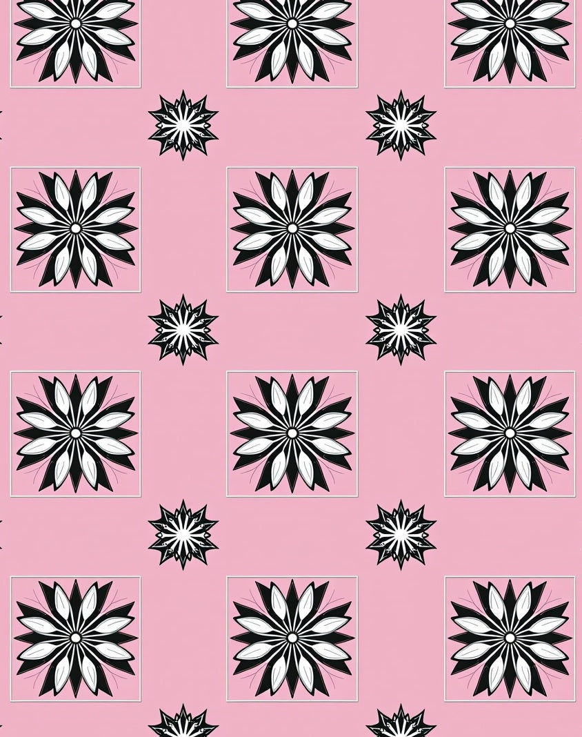 Pink Floral Geometric Repeat Rug