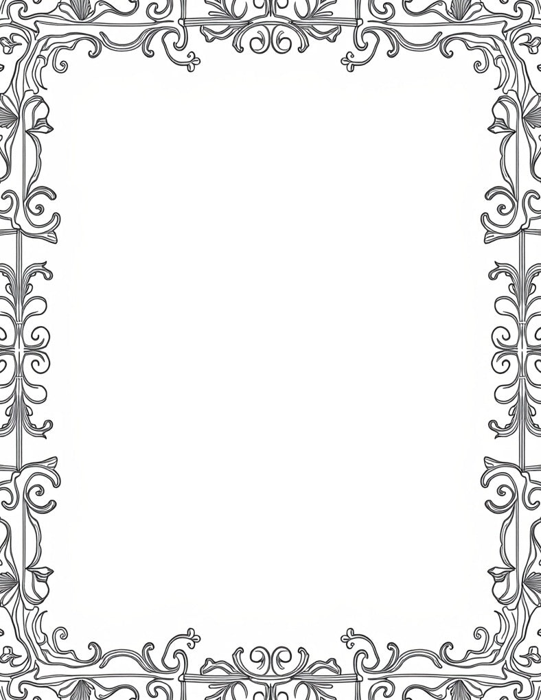 Elegant Floral Scrollwork Frame Design Rug