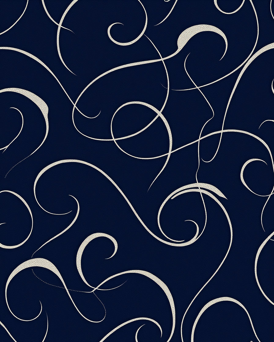 Elegant Swirl Pattern Navy Rug