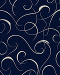 Elegant Swirl Pattern Navy Rug