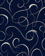 Elegant Swirl Pattern Navy Rug