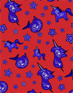 Whimsical Blue Unicorn Star Pattern Rug