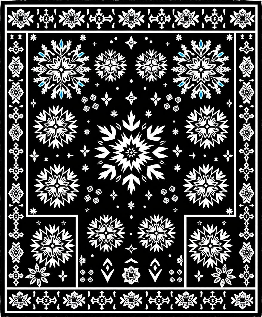 Monochromatic Snowflake Starburst Medallion Rug