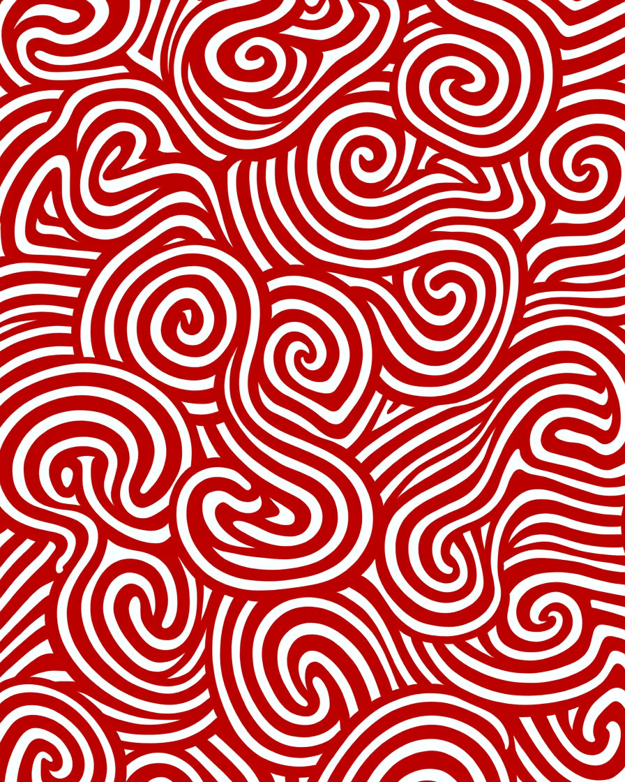 Crimson White Swirl Contemporary Rug