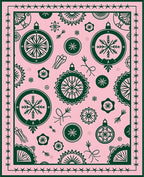 Pink And Green Festive Ornaments Rug