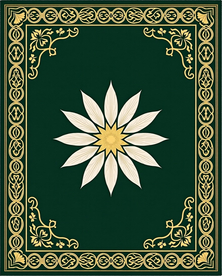 Elegant Floral Medallion Border Rug