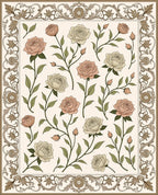 Floral Rose Vines with Ornate Border Rug