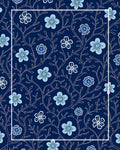 Dark Blue Floral Vine Design Rug