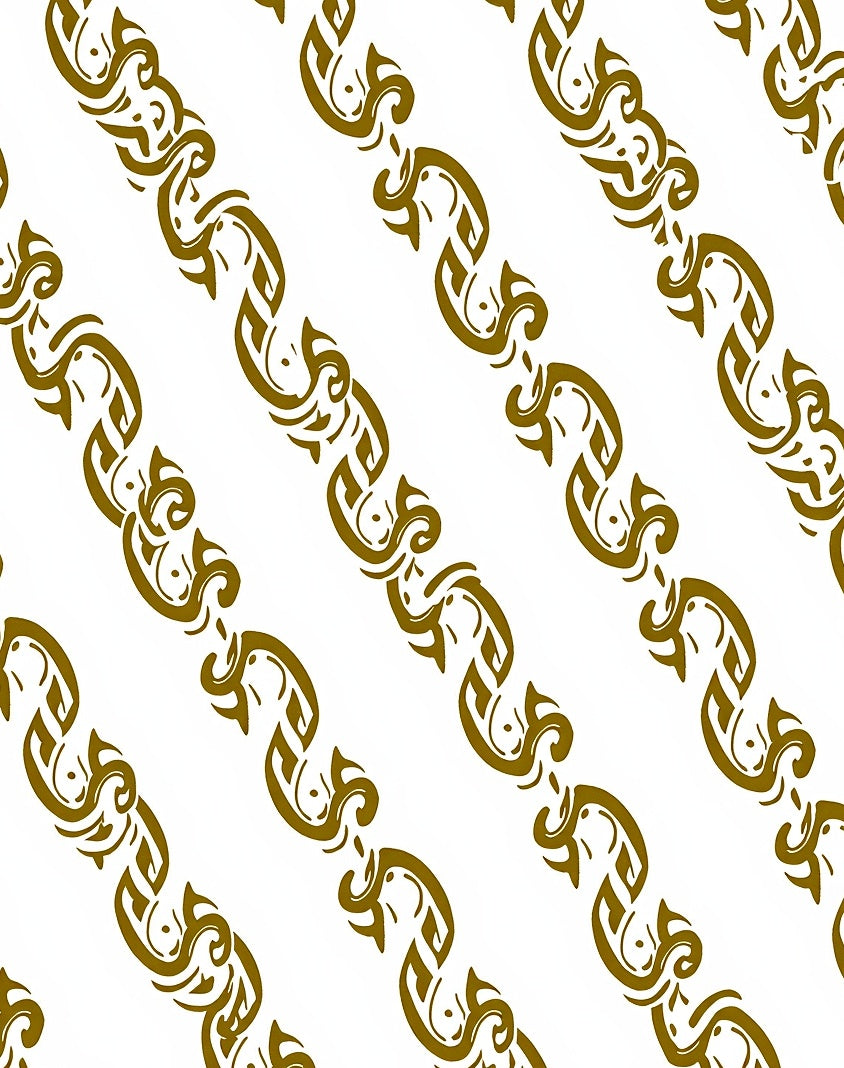 Ornate Gold Scrolling Vine Pattern Rug