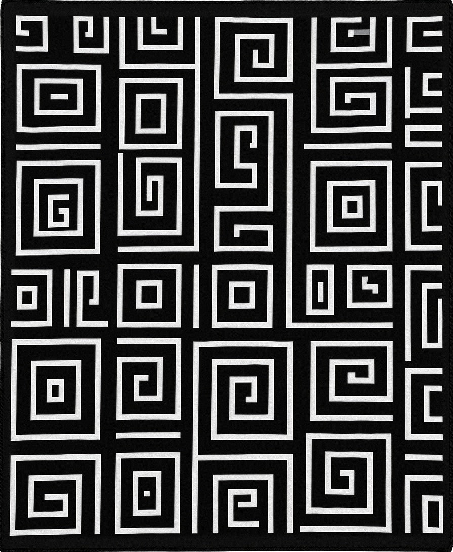 Bold Geometric Spiral Pattern Rug