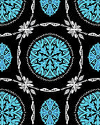 Bold Cyan Floral Medallion Rug