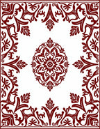Maroon Floral Arabesque Medallion Design Rug