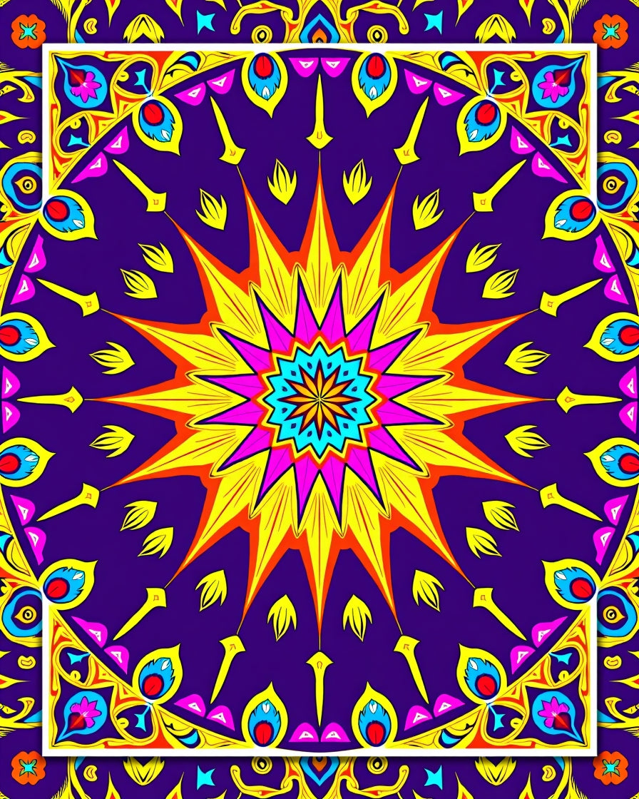 Vibrant Starburst Mandala Pattern Rug