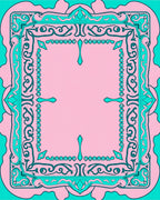 Ornate Pink Teal Floral Design Rug