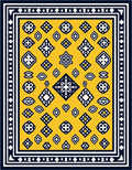 Geometric Motif Yellow Navy Area Rug