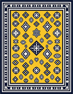 Geometric Motif Yellow Navy Area Rug