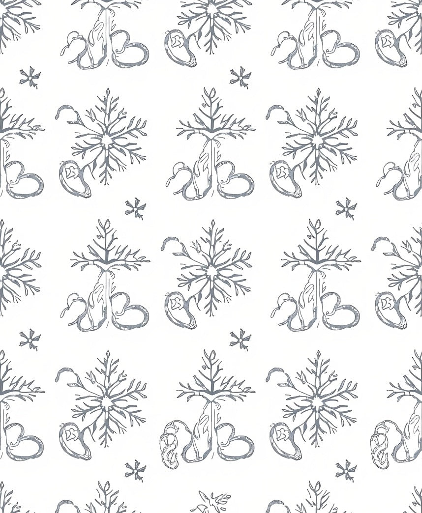 Gray Snowflake Tree Abstract Medallion Rug