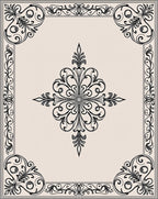 Classic Scrollwork and Floral Border Design Rug