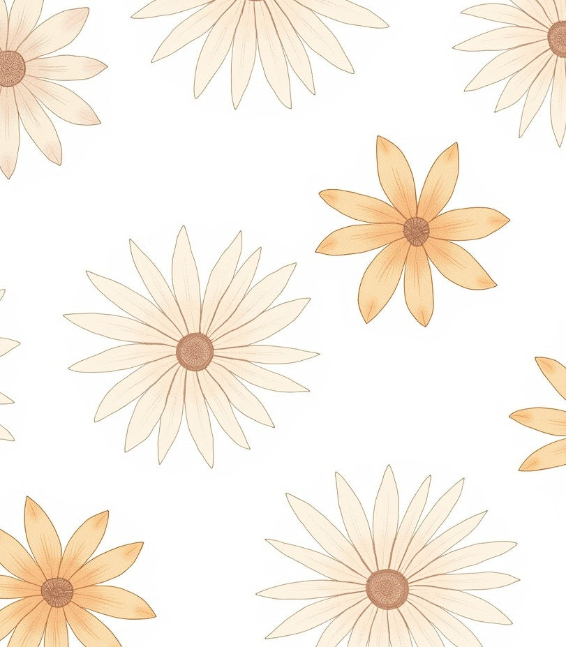 Subtle Floral Pattern in Beige and Orange Rug