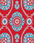 Vivid Red Blue Mandala Pattern Rug