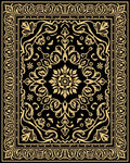 Elegant Gold Floral Scroll Pattern Rug