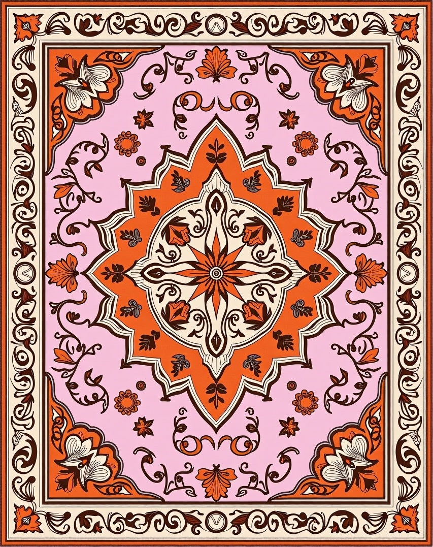 Ornate Floral Mandala Pattern Design Rug