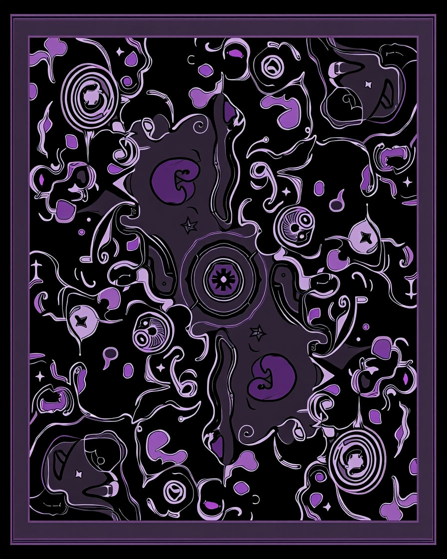 Whimsical Purple Abstract Swirl Pattern Rug