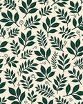 Dark Green Leafy Botanical Pattern Rug