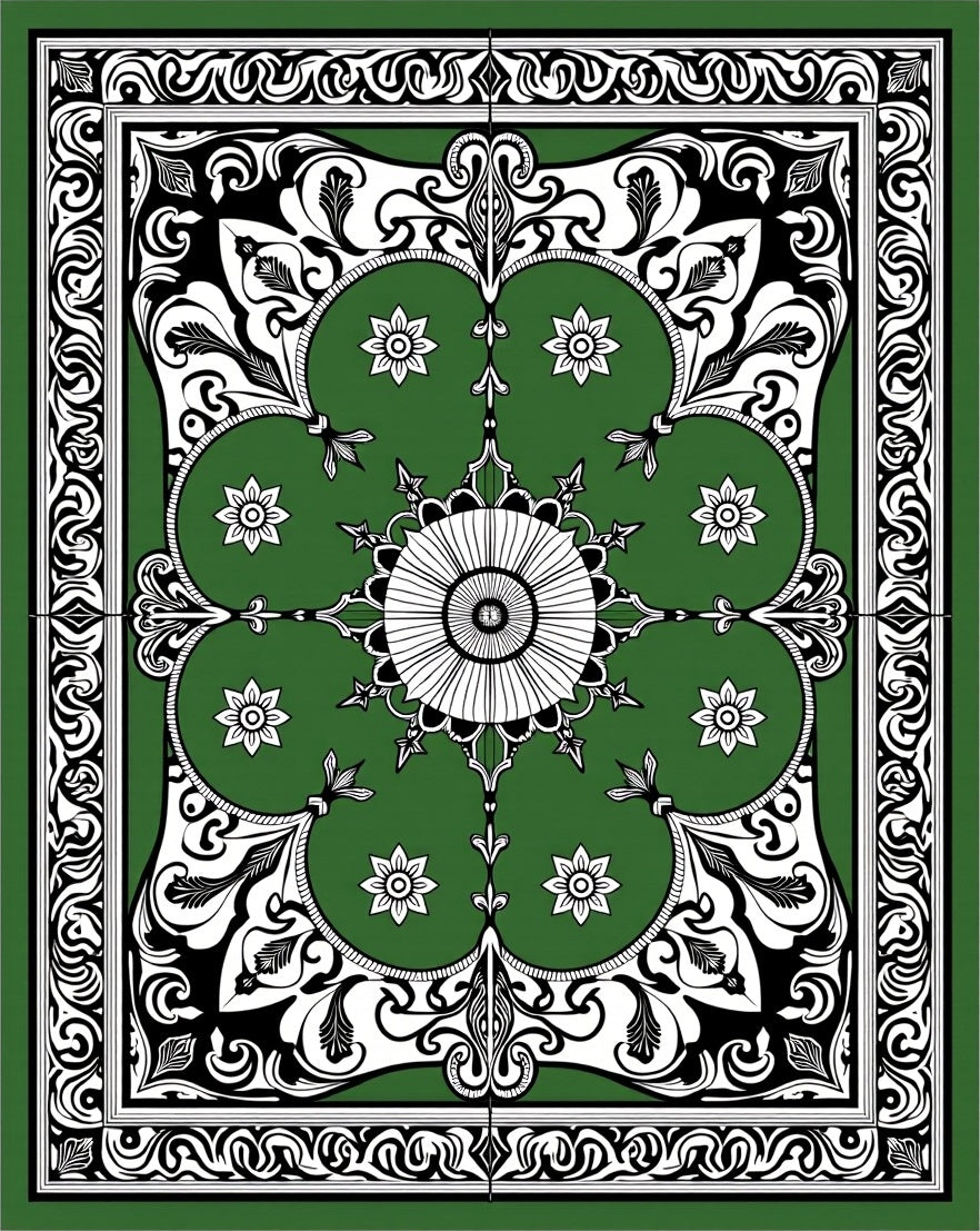 Emerald Floral Intricate Pattern Rug